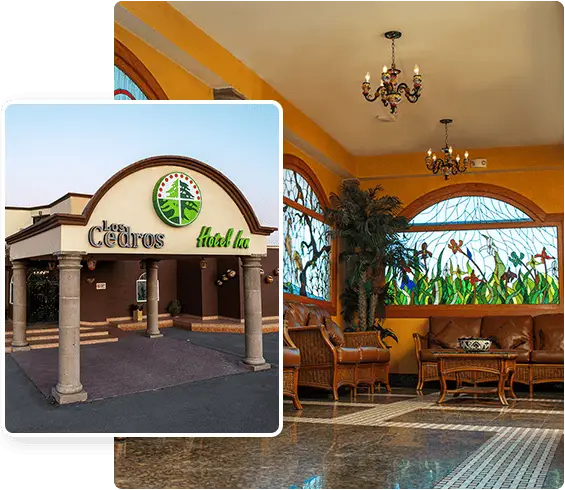 Fachada lobby hotel los cedros delicias